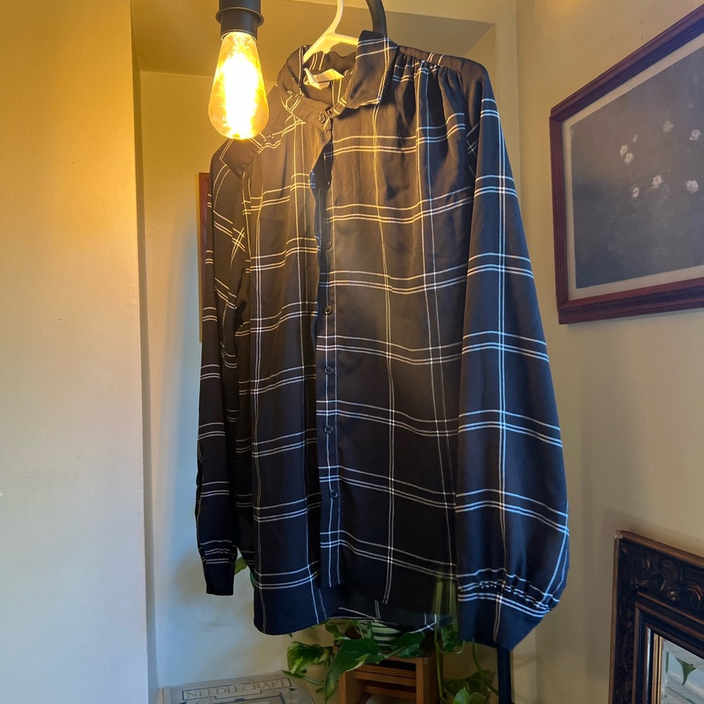 H&M Black and White Plaid Casual Shirt
